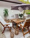 6 Seater Acacia Wood Garden Dining Set with Off-White Cushions JAVA_807456