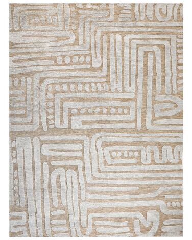 Vloerkleed polyester beige/grijs 300 x 400 cm