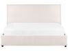 Zamatová posteľ s úložným priestorom 160 x 200 cm krémová biela LAVAUR_870930