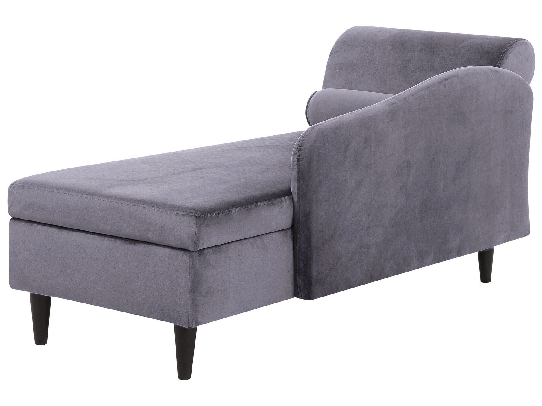 Left Hand Velvet Chaise Lounge Dark Grey LUIRO Beliani.co.uk