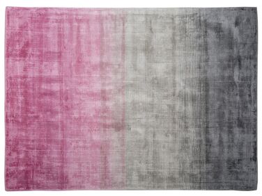 Viscose Rug 160 x 230 cm Grey and Pink ERCIS