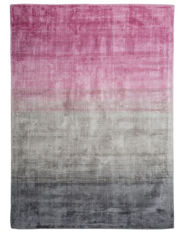 Viscose Rug 160 x 230 cm Grey and Pink ERCIS