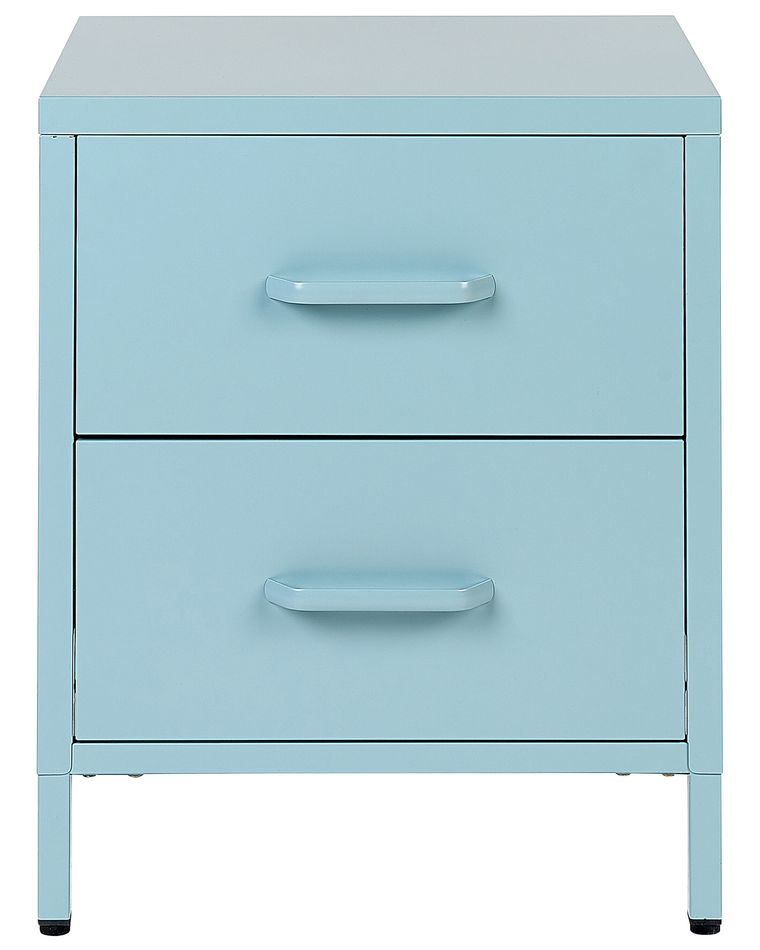 2 Drawer Steel Bedside Table Light Blue MALAVI Beliani.co.uk