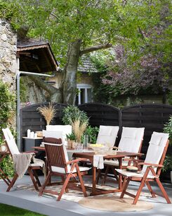 Puutarhatuolit 6kpl setti luonnonvalkoisilla pehmusteilla TOSCANA