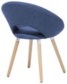 Conjunto de 2 sillas de comedor de poliéster azul marino/madera clara ROSLYN_696320