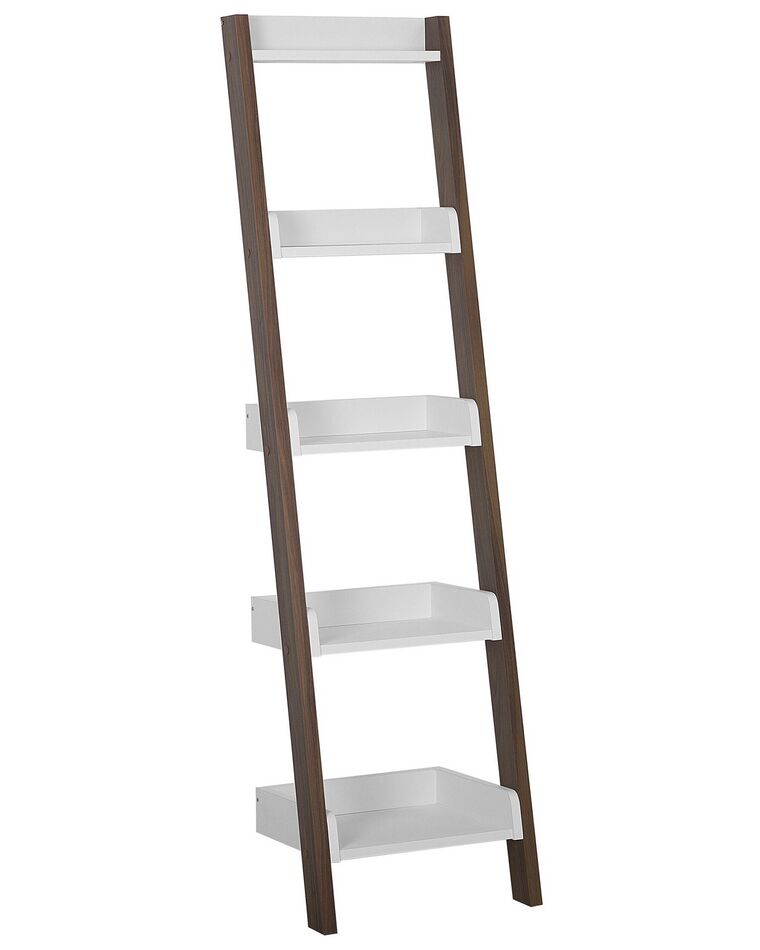 Ladder Shelf Dark Wood and White MOBILE DUO_727164