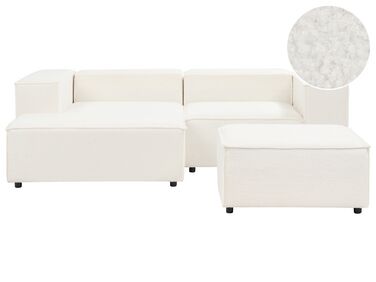 Right Hand 2 Seater Modular Boucle Corner Sofa with Ottoman White APRICA