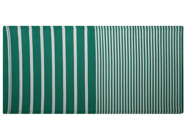Outdoor Teppich grün 90 x 180 cm Streifenmuster Kurzflor HALDIA