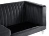 3 Seater Velvet Fabric Sofa Black ARVIKA_806127