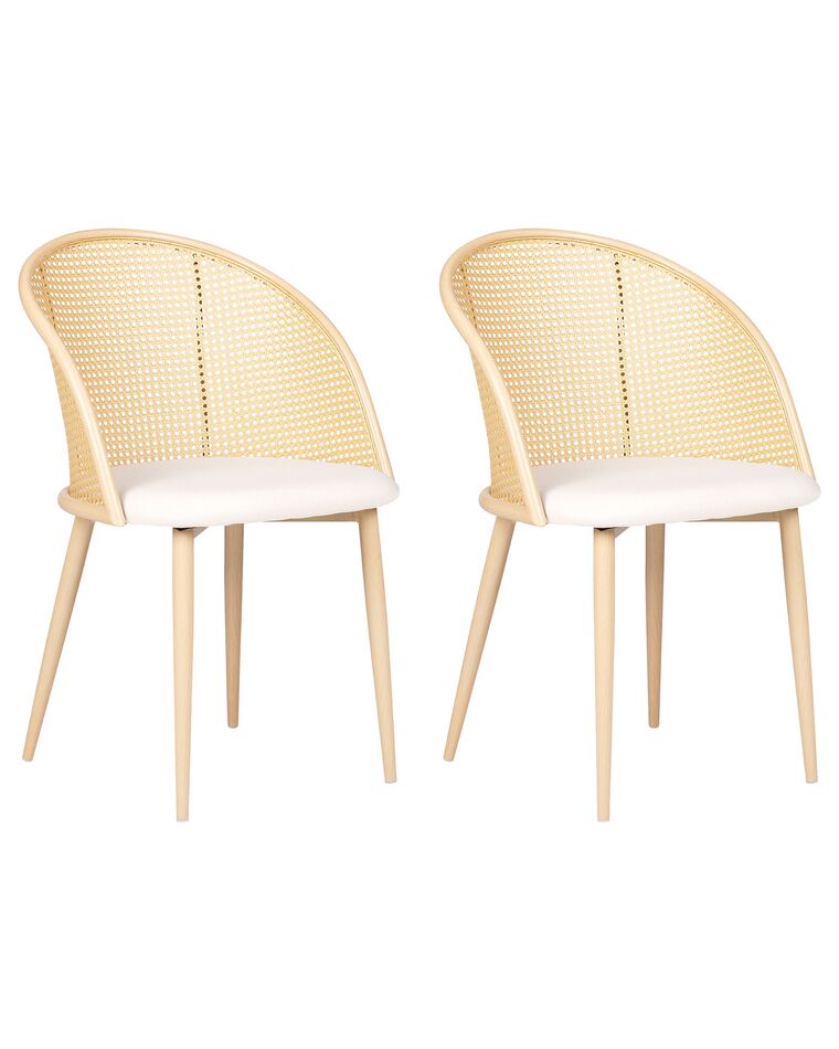 Lot de 2 chaises en métal crème et bois clair CORNELL_888134