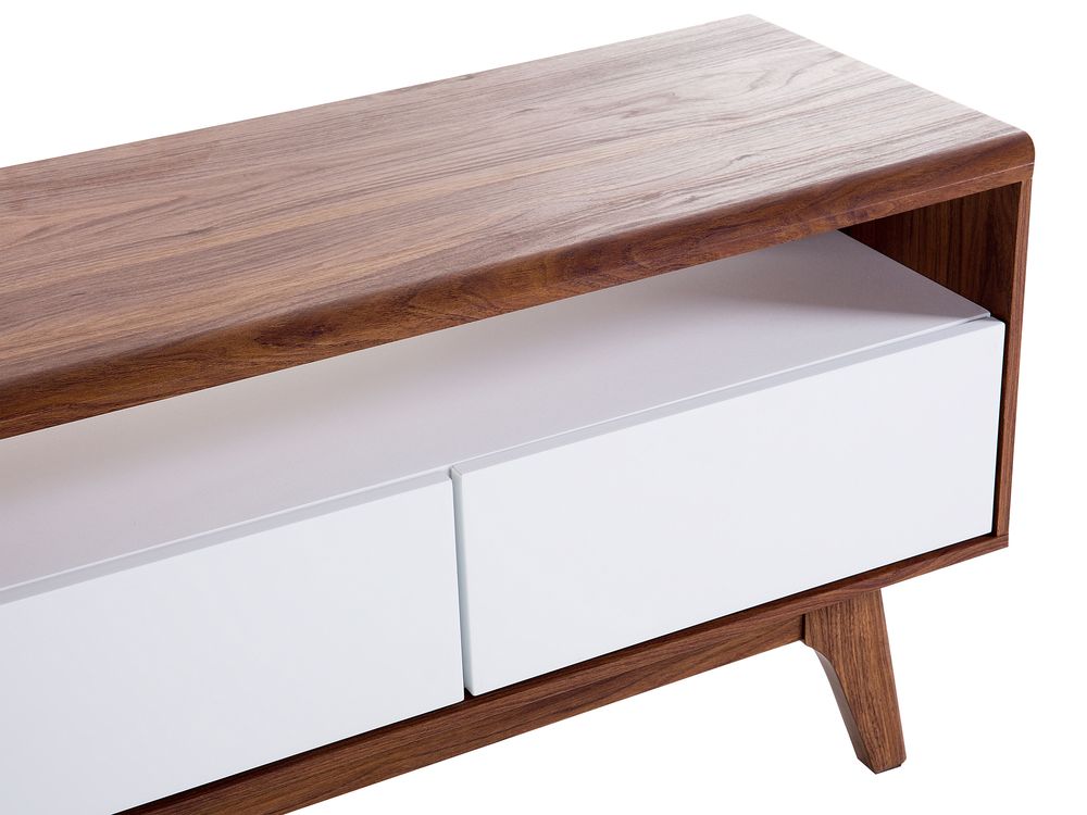 TV Stand Dark Wood and White SYRACUSE Beliani.co.uk