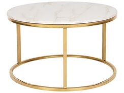 Sohvapöytä marmorikuvio beige/kulta CORAL Sohvapöytä marmorikuvio beige/kulta CORAL