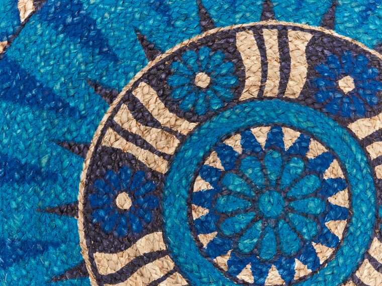 Round Area Rug Tribal Pattern ⌀ 140 cm Multicolour UNUR Beliani.co.uk