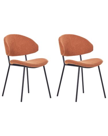 Set of 2 Fabric Dining Chairs Orange KIANA