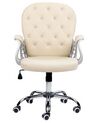 Swivel Faux Leather Office Chair Beige with Crystals PRINCESS_855647