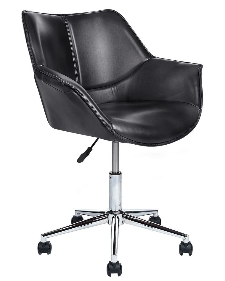 Bürostuhl 'Oviedo' In Schwarz – Kunstleder, Gepolstert, 5 Rollen, Höhenverstellbar (47 X 54 X 94 Cm), Für Homeoffice & Büro