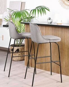 Baarituoli sametti vaaleanharmaa 2 kpl NEKOMA Baarituoli sametti vaaleanharmaa 2 kpl NEKOMA