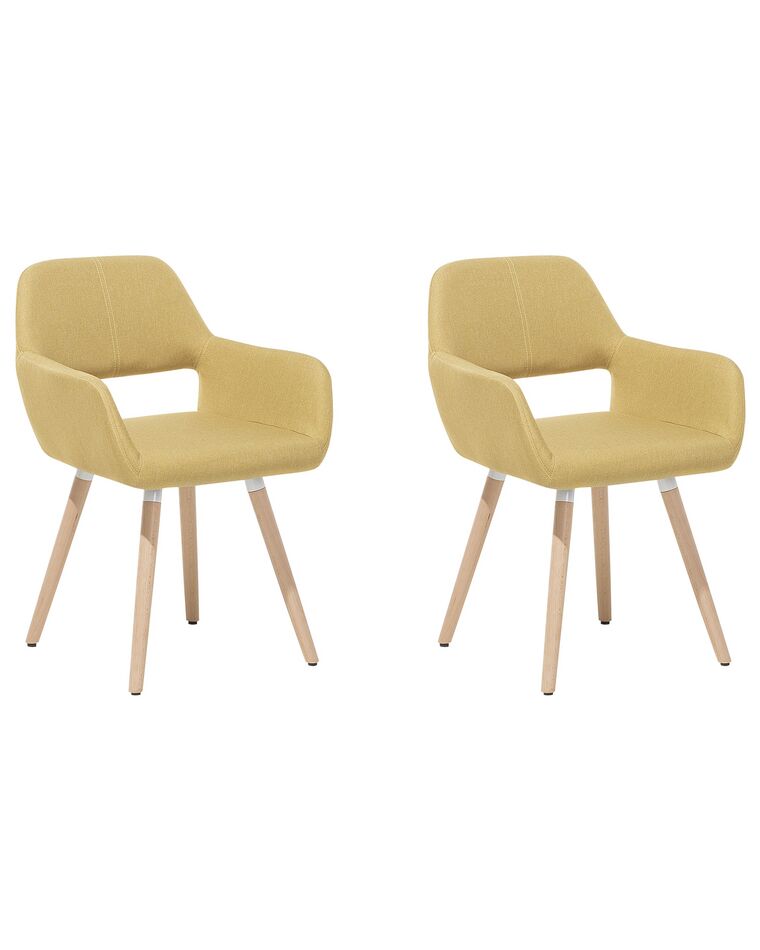 Conjunto de 2 sillas de comedor de poliéster amarillo/madera clara CHICAGO_693733