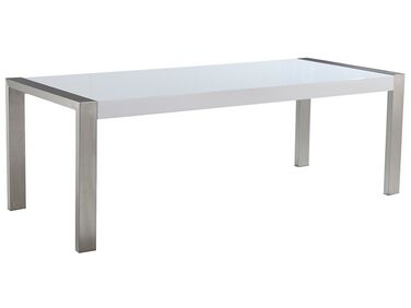 Fehér Rozsdamentes Acél Étkezőasztal 220 x 90 cm ARCTIC I