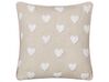 Cotton Cushion Embroidered Hearts 45 x 45 cm Beige GAZANIA_893242