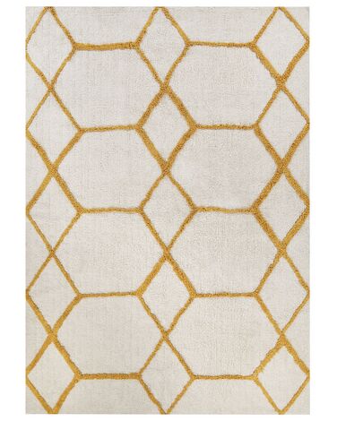 Teppich Baumwolle cremeweiß / gelb 160 x 230 cm geometrisches Muster Shaggy BEYLER