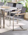 Conjunto de 4 sillas de jardín de poliéster/acero inoxidable gris/plateado COSOLETO_818439
