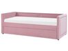 Corduroy EU Single Trundle Bed Pink MIMIZAN _798338