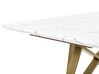 Rozkladací jedálenský stôl s mramorovým efektom 160/200 x 90 cm biela/zlatá MAXIMUS_850399