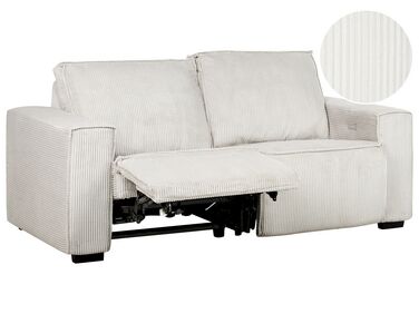 Sofa z elektryczną funkcją relaksu sztruksowa złamana biel NUKARI