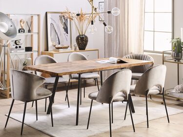 Extending Dining Table 140/180 x 90 cm Light Wood and Black HARLOW