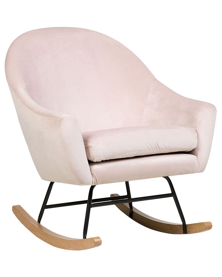 Cadeira de baloiço em veludo rosa OXIE_728401