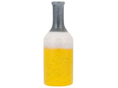 Decoratieve vaas geel/wit/grijs steengoed  36 cm LARNACA