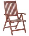 Set of 2 Acacia Wood Garden Chair Folding with Red Cushion TOSCANA_784190
