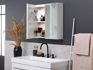 Bathroom Wall Mounted Mirror Cabinet with LED 60 x 60 cm White CHABUNCO