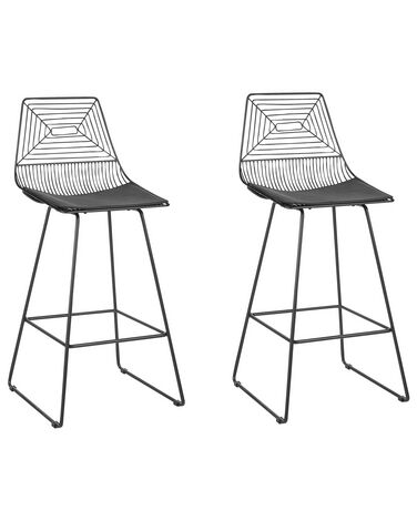 Zestaw 2 krzeseł barowych metalowy czarny BISBEE