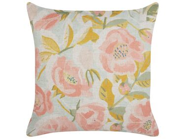 Cushion Floral Pattern 45 x 45 cm Pink and Blue ZAHRIYE