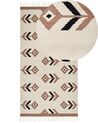 Kelim Teppich Baumwolle beige / schwarz 80 x 150 cm geometrisches Muster Kurzflor NIAVAN_869855