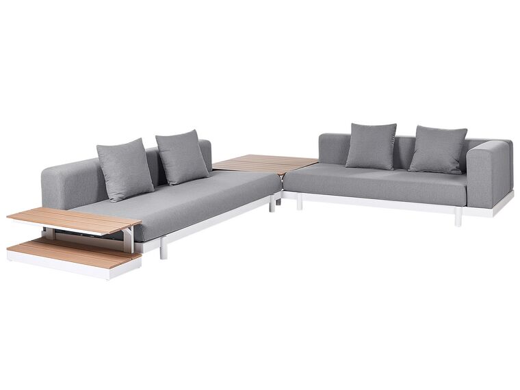 Lounge Set Aluminium weiss 5-Sitzer Auflagen grau MISSANELLO_910519