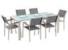Conjunto de mesa com tampo triplo vidro temperado 180 x 90 cm e 6 cadeiras cinzentas GROSSETO_724972