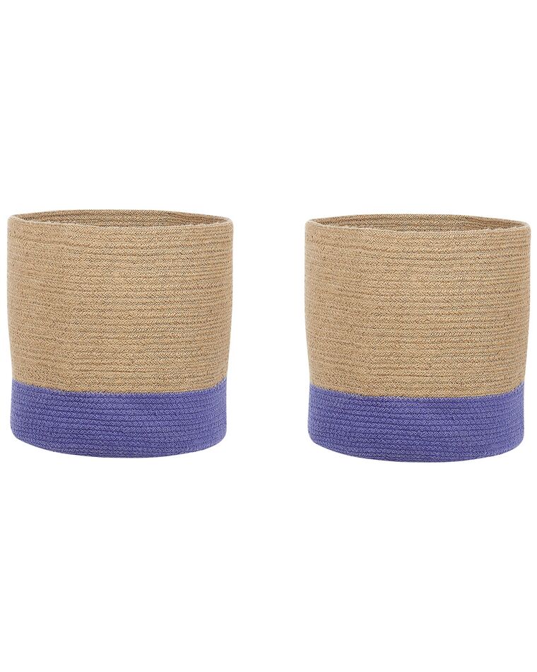 Conjunto de 2 cestas de yute beige/natural/violeta BULANIK_840450