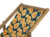 Set med 2 hopfällbara solstolar i akaciaträ och 2 ersättningstyger ljust trä/off-white/gul blommigt mönster ANZIO_819611