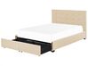 Fabric EU Double Size Bed with Storage Beige LA ROCHELLE_832891