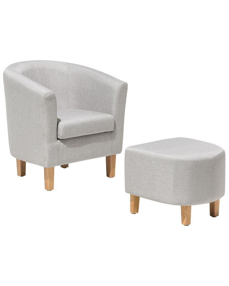 Fabric Armchair with Footstool Grey HOLDEN_702220
