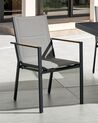 Conjunto de 6 sillas de jardín de metal negro/gris/madera clara BUSSETO_841749
