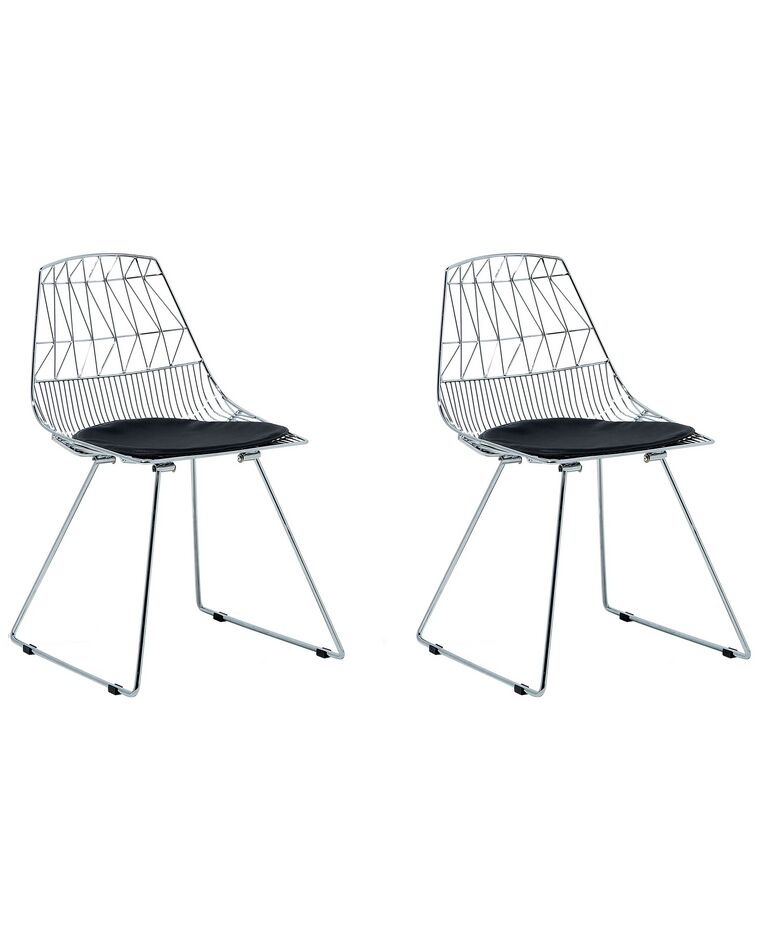 Set of 2 Metal Accent Chairs Silver HARLAN_702370