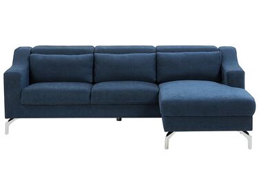 Left Hand Fabric Corner Sofa Blue GLOSLI