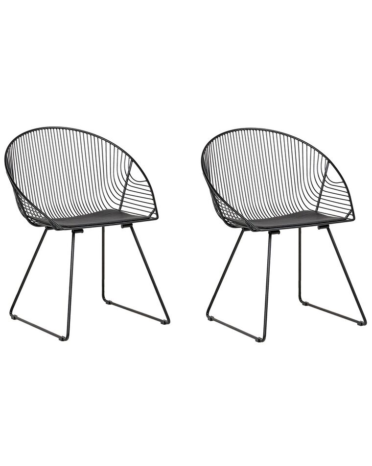 Set of 2 Metal Accent Chairs Black AURORA_743203