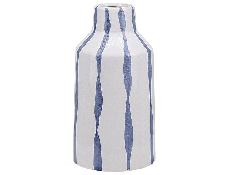 Vaso de cerâmica grés branca e azul 22 cm ASSUS_810611
