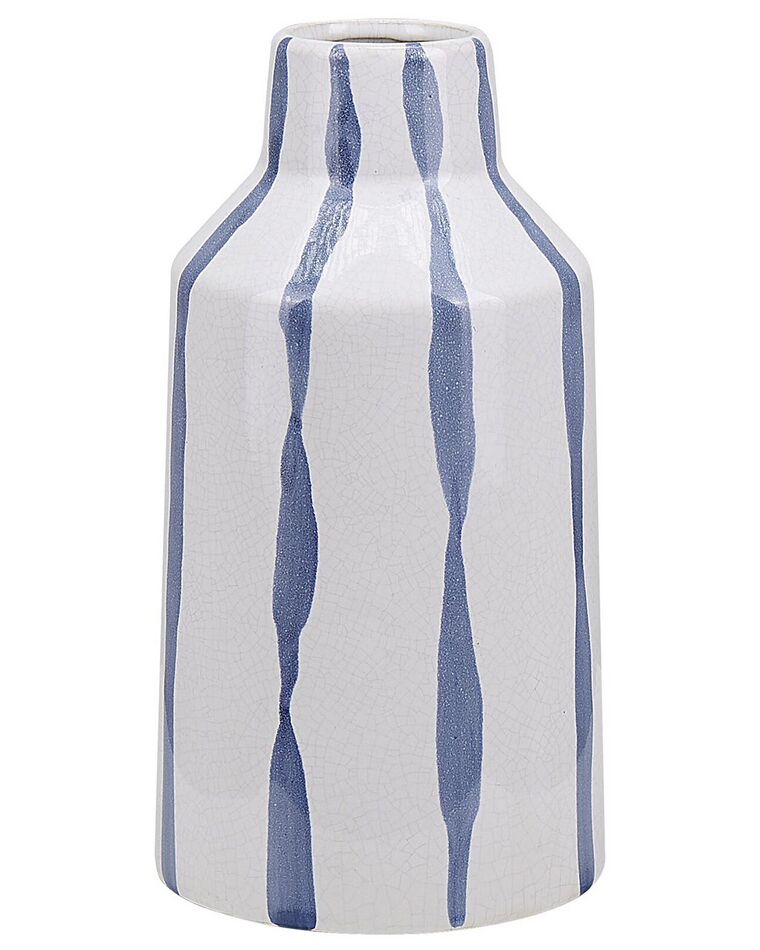 Vaso de cerâmica grés branca e azul 22 cm ASSUS_810611
