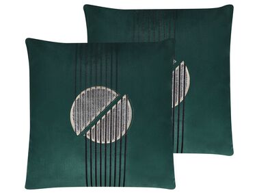 Set of 2 Velvet Cushions 45 x 45 cm Green CEROPEGIA